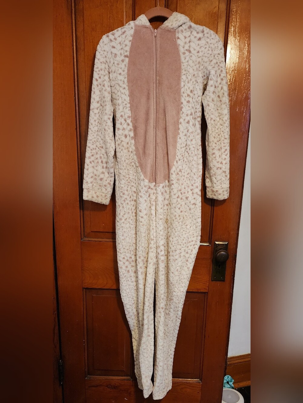 Secret Treasures Cream and Blush Plush Hooded Romper